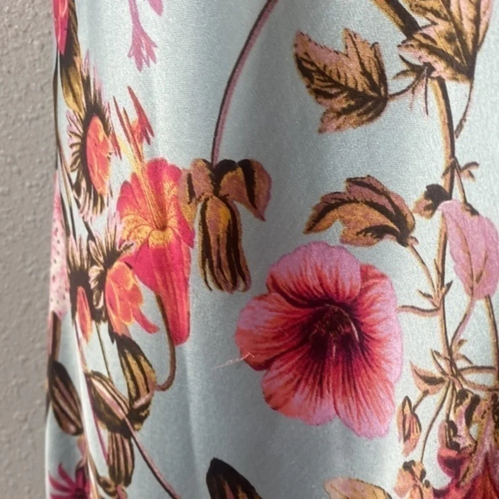 Victoria’s Secret Blue Tropical Floral Tie Shoulder Strap Satin Midi Dress XL - Picture 8 of 12